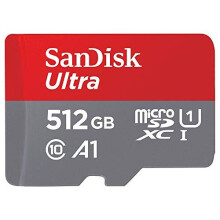 SanDisk 512GB Ultra microSDXC card + SD adapter up to 150 MB/s with A1 App Performance UHS-I Class 10 U1