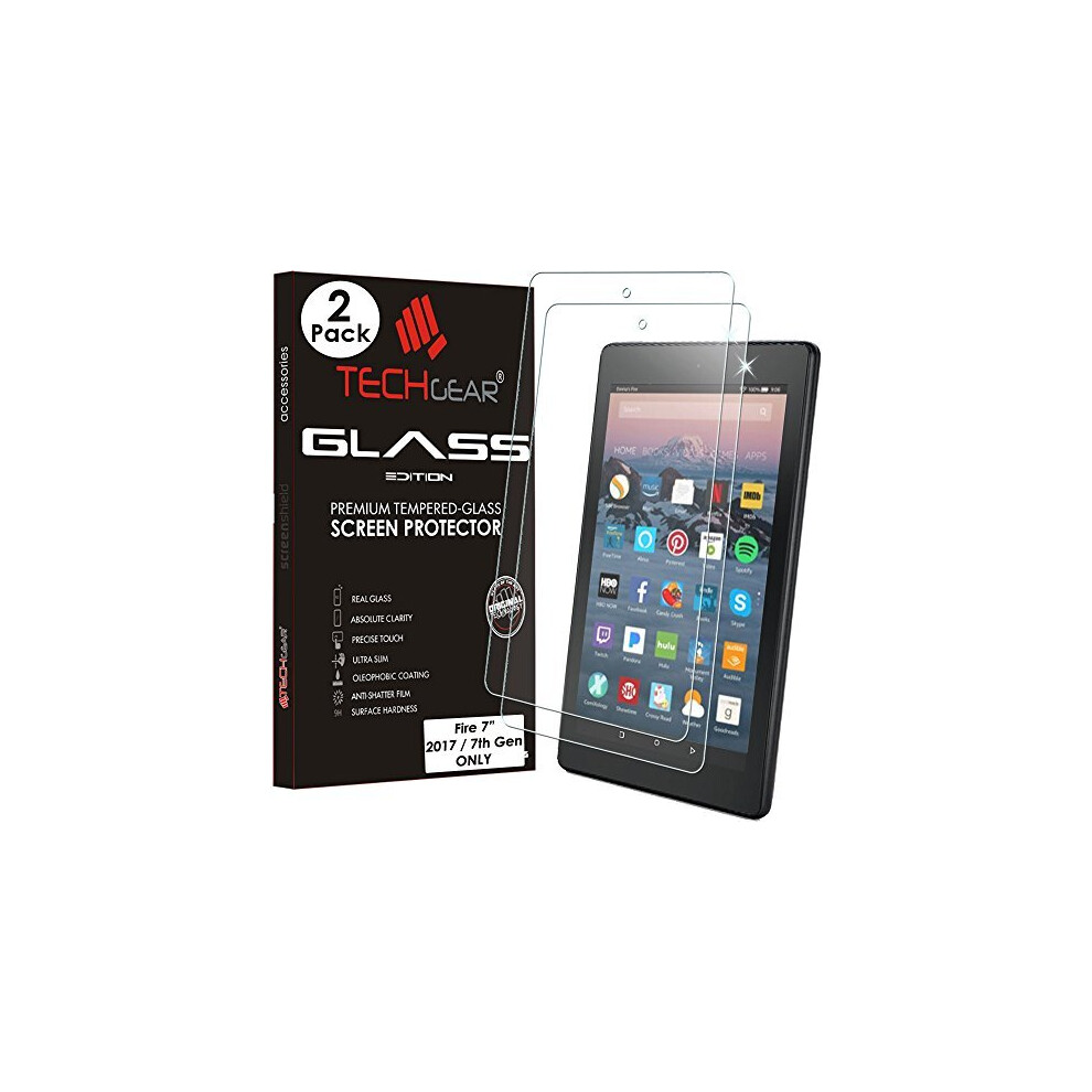 TECHGEAR [2 Pack] GLASS Edition Screen Protector for Previous Amazon Fire 7" Tablet (9th Generation / 2019 & 7th Gen / 2017) Genuine Tempered Glass