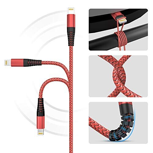 3-Pack iPhone Lightning Cables, Braided 6ft/1.8m, 2.4A Fast Charge & Sync, Durable SR Joint, Tangle-Free 2