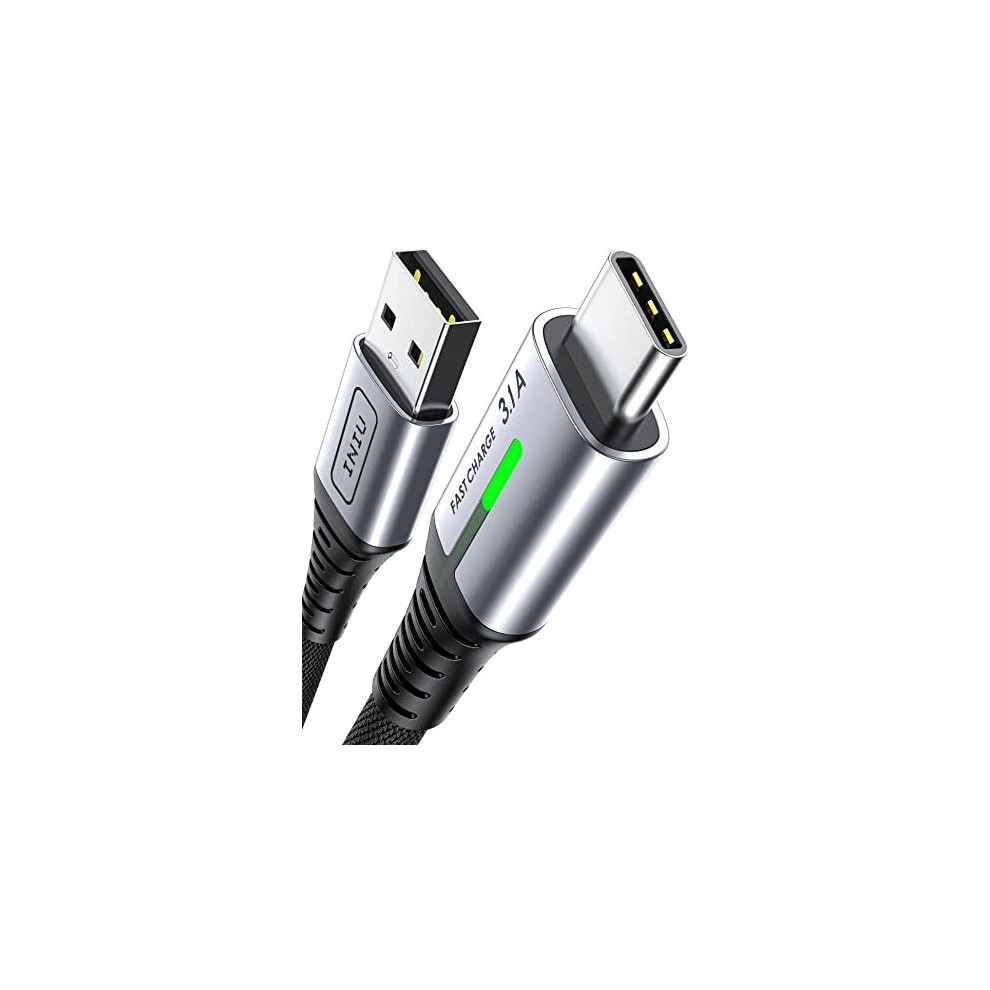 USB C Charger Cable, INIU [2m/3.1A] Type C Cable Fast Charging, Zinc Alloy Braided USB A to USB-C Phone Charger Cable for iPad Pro Air Samsung S22