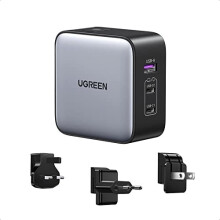 UGREEN 65W USB C Charger, Nexode GaN Charger 3-Port Fast Wall Charger, US/UK/EU Plug for Travel, Compatible with MacBook Pro, Dell XPS, iPhone