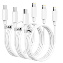 USB C to Lightning Cable 2M 3Pack[Apple MFi Certified], Poukey Fast iPhone Charger Cable 2M Long Lightning to Type C Cord USBC iPhone Charging Cable