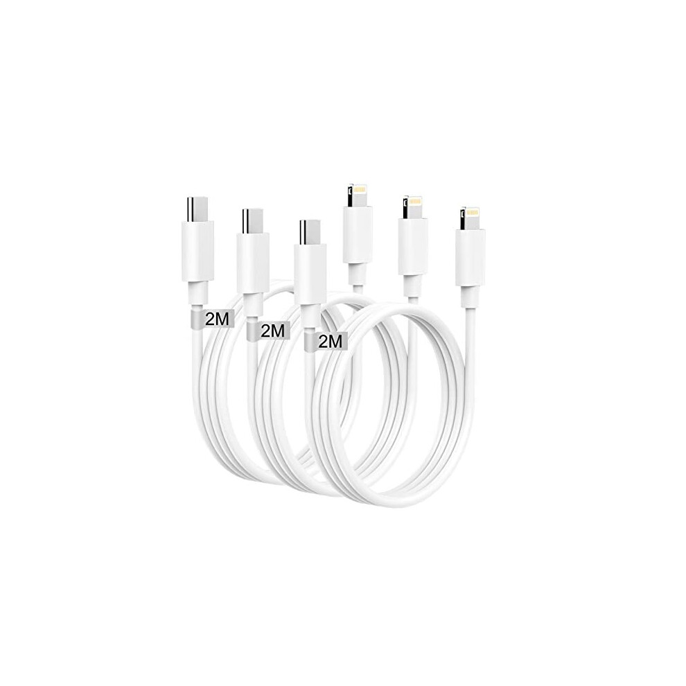 Poukey Usb C To Lightning Cable 2M 3Pack[Apple Mfi Certified], Fast Iphone Charger Cable 2M Long Lightning To Type C Cord Usbc Iphone Charging Cable