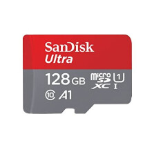 SanDisk 128GB Ultra microSDXC card + SD adapter up to 140 MB/s with A1 App Performance UHS-I Class 10 U1