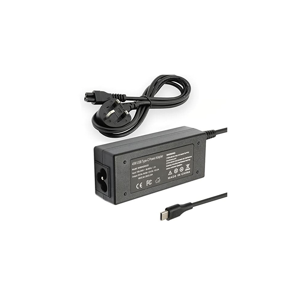 Skyvast Universal Usb C Laptop Charger, 45W Uk Power Adapter, Chromebook Charger For Hp, Lenovo, Dell, Asus, Acer, Samsung