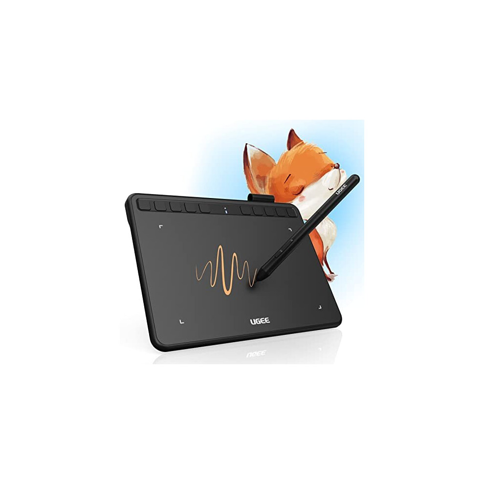 UGEE Drawing Tablet S640 Digital Graphics Pad with Battery-Free Stylus Tilt Function 8192 Pressure Sensitivity 10 Express Keys Pen Tablet for Beginner