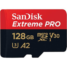 SanDisk Extreme Pro 128GB microSDXC Memory Card + SD Adapter with A2 App Performance + Rescue Pro Deluxe 170MB/s Class 10, UHS-I, U3, V30