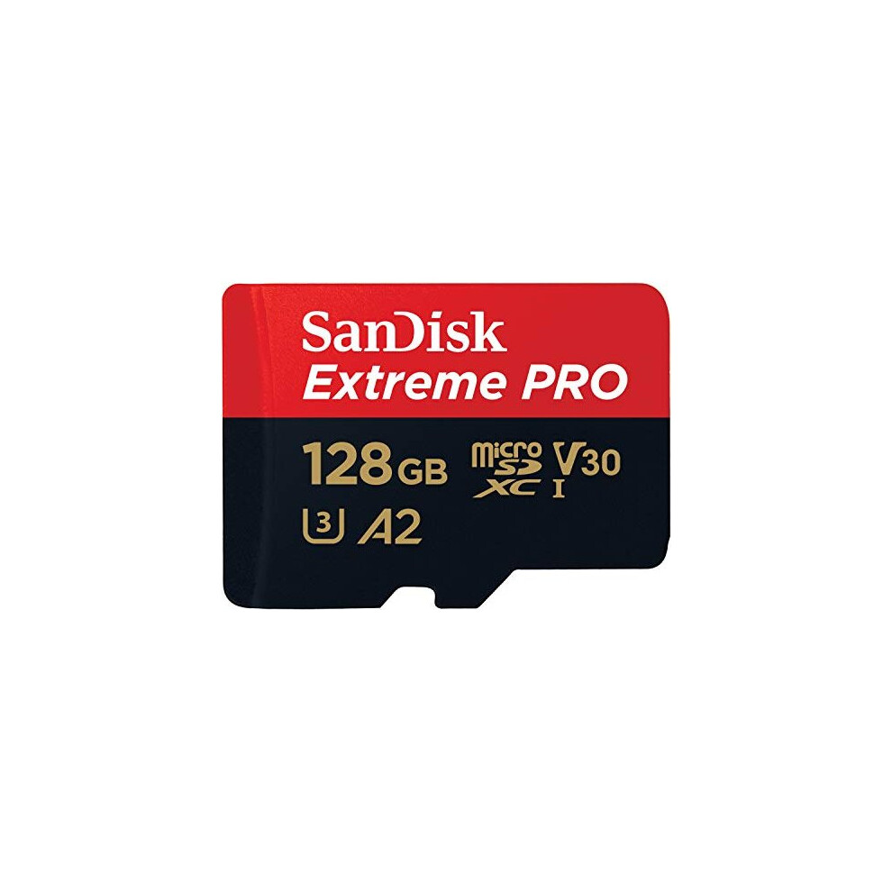 SanDisk Extreme Pro 128GB microSDXC Memory Card + SD Adapter with A2 App Performance + Rescue Pro Deluxe 170MB/s Class 10, UHS-I, U3, V30