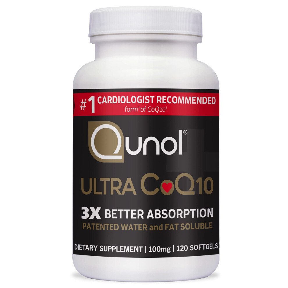 Qunol Ultra CoQ10 100mg, 120ct Softgels 3X Better Absorption Natural Supplement Form of Coenzyme Q10