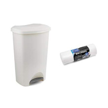 Addis Everyday Family Pedal Bin, 50 Litre, Linen Cream + 20x Liners