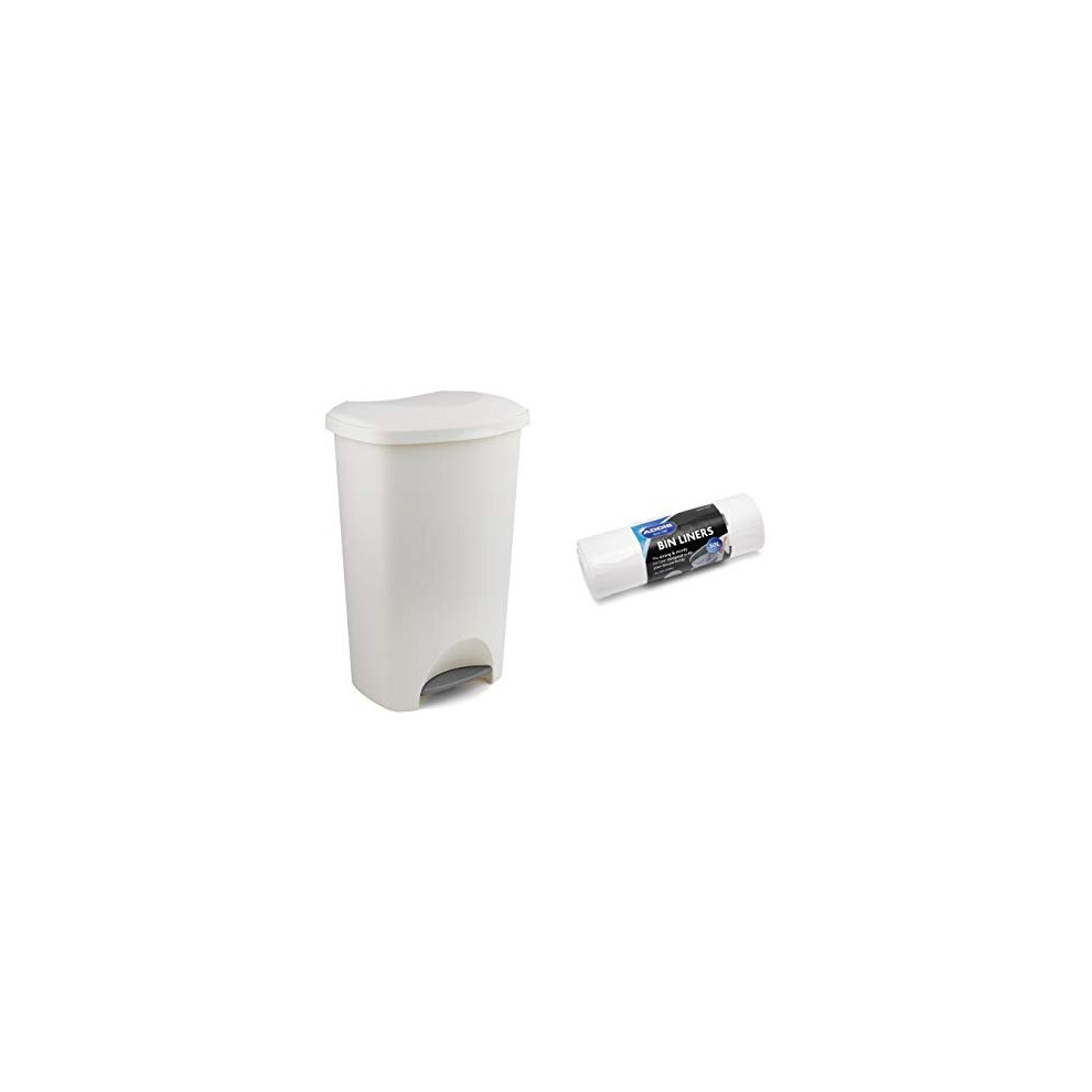Addis Everyday Family Pedal Bin, 50 Litre, Linen Cream + 20x Liners