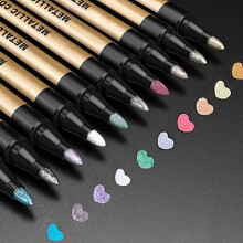 Metallic Marker Pens Metallic Pens - APOGO 10 Art Pens Silver Pens Scrapbook Pens for Black Paper, Scrapbook Accessories, Gift Card Making, Christmas