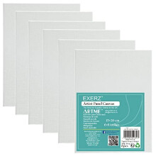 Exerz 15x20cm Canvas Panels 6pcs - 3mm 280gsm 100% Cotton/Blank Artist Canvas Board/Triple Primed/Acid Free/Medium Grain - Oil & Acrylic Painting for