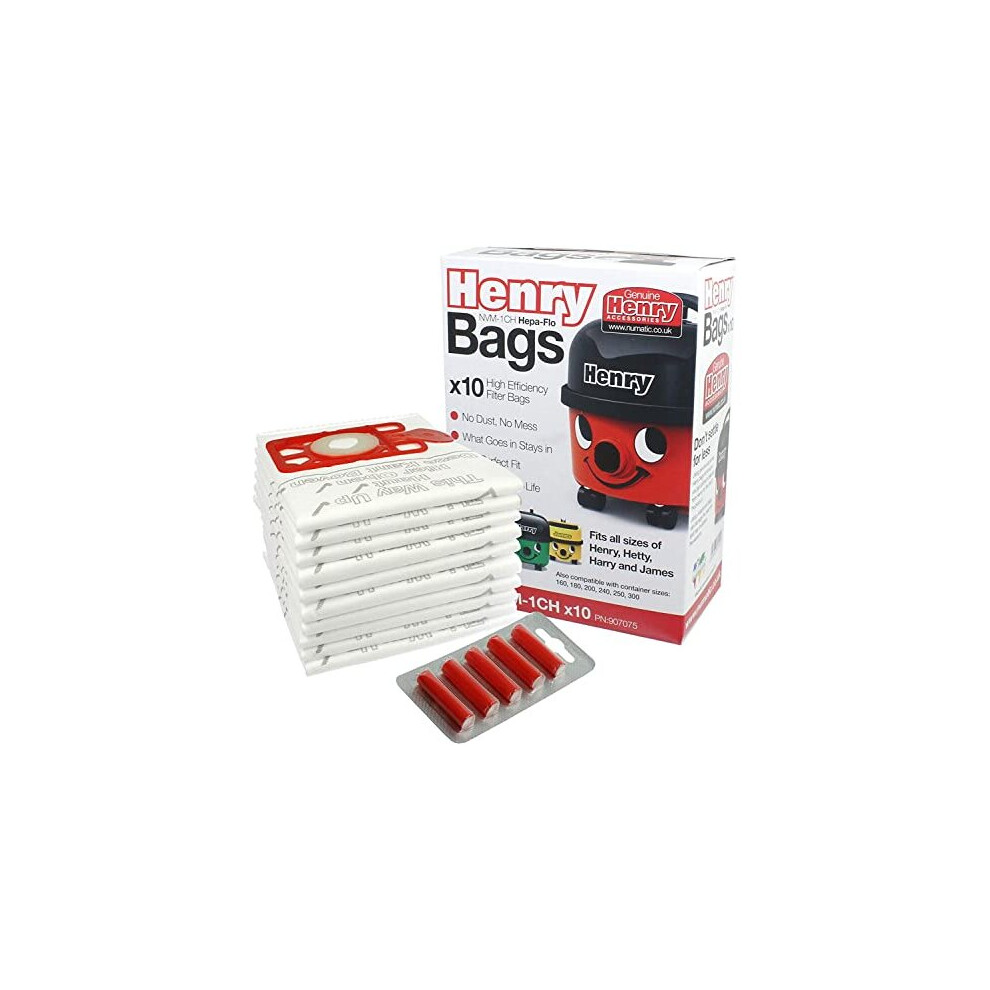 Avern Cleaning Supplies Avern Genuine Numatic Hepa-Flo Henry Hetty Nrv Vacuum Cleaner Dust Bags (Pack Of 10 + 5 Freshener Sticks)