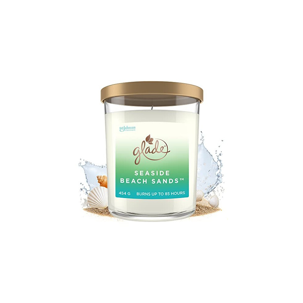 Glade Extra Large Scented Candle, Gift, Home DÃ©cor Jar Candle Infused with Essential Oils, Long Burning Time, Seaside Beach Sands, 454g