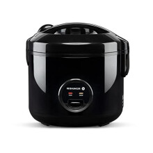 Reishunger Rice Cooker & Steamer with Keep-Warm Function, Black - For 1-6 People - Quick Preparation Without Burning - Non-Stick Coating incl. Steamer