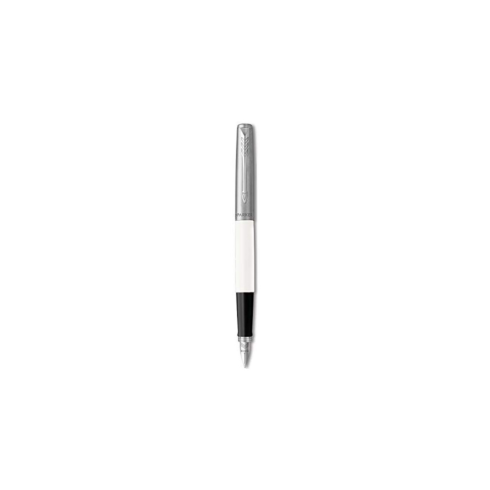 Parker Jotter Originals Fountain Pen, Classic White Finish, Medium Nib, Blue & Black Ink