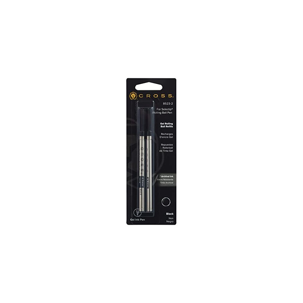 Cross 8523-2 Original Refill for Rollerball Gel Ink Cartridges, Compatible with a variety of Cross Rollerball Gel Pens, Black, (Pack of 2)