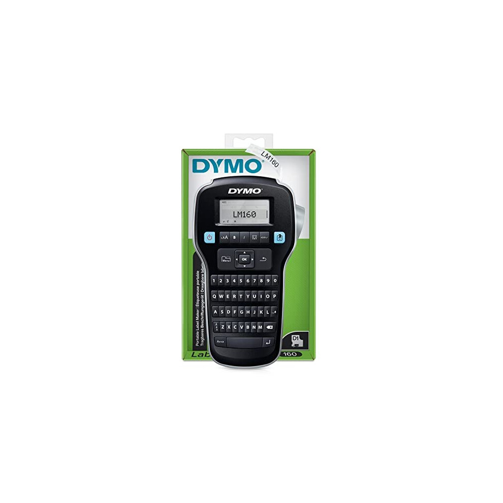 Dymo LabelManager 160 Label Maker | Handheld Label Printer with QWERTY Keyboard | Includes Black & White D1 Label Tape (12mm) | for Home & Office