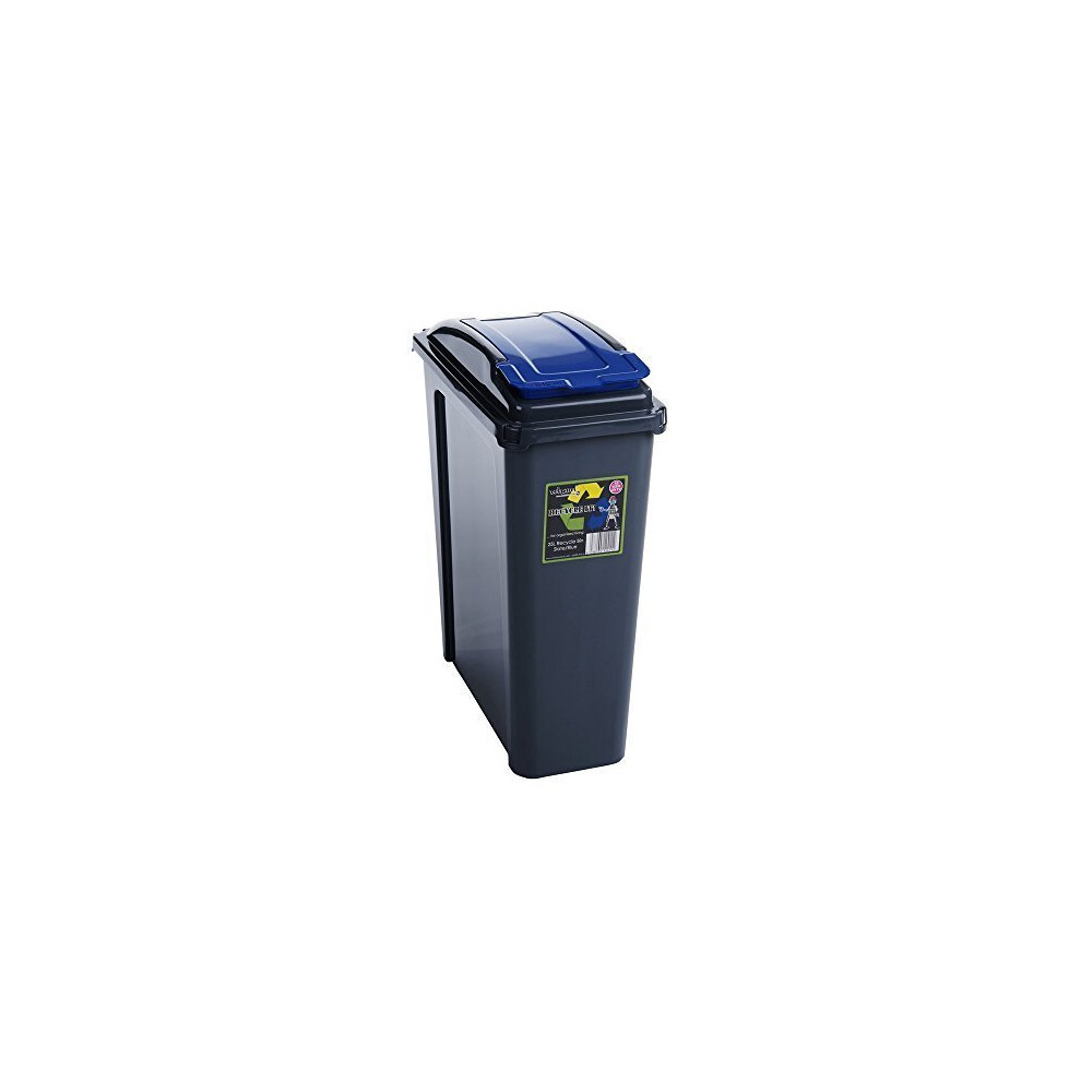 Blue 25 Litre Plastic Waste Bin with Flap Lid by Wham