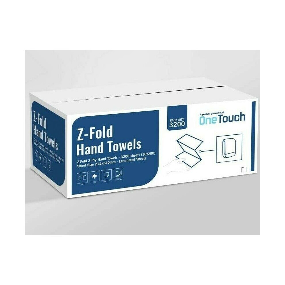 White 2 Ply Z Fold Paper Hand Towels Multi Fold Tissue Case Of 3200