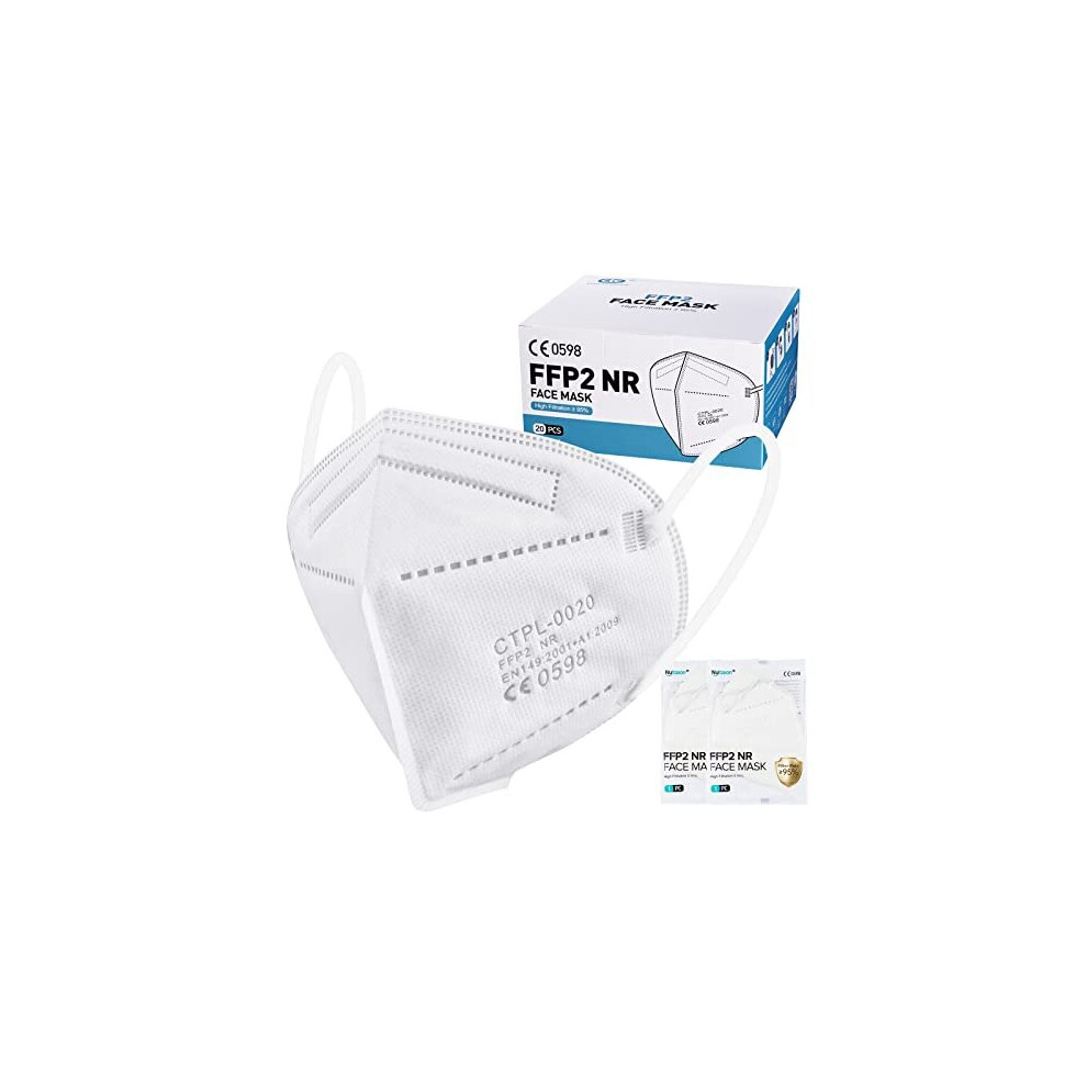 Nufasion FFP2 Masks 20 Pack KN95 EU0598 Certified EN149 Standard FFP2 Face Mask 5-Layer Protective Efficient filtration, Superb Breathability FFP2