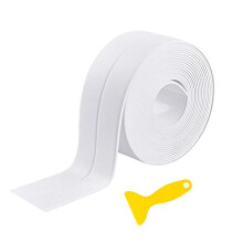 Dreetino Bath Sealant Strip,11ft Self Adhesive Caulk Strip Sealant Tape for Kitchen, Bathroom, Toilet, Wall Corner with Sealing Tool - White