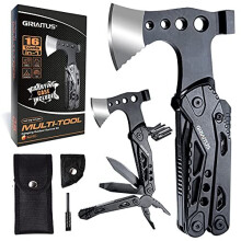 Camping Multitool Accessories Gifts for Men Dad 16 in 1 Upgraded Multi Tool Survival Gear with Hammer Pliers Saw Screwdrivers Bottle Opener Whistle &