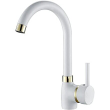 Single Lever Swivel Spout Modern Kitchen Sink Basin Mixer Tap with UK Standard Fittings White
