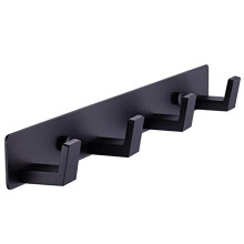 4 Matte Black Bathroom Towel Hooks - Wall Mount Screw Fixed Door Hook - Heavy Duty Coat Hanger - Stainless Steel Robe Rack in Bedroom or Kitchen 410B