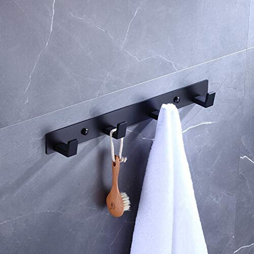 VOROMADU 3-Pack Wall Mount Coat Hooks - Sturdy Aluminum Towel Holder, Black Anodized, For Bathroom & Entryway