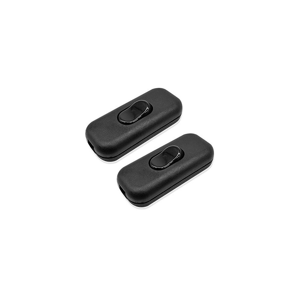 Gzgxkj 2 Pcs Black Low Profile In-Line Torpedo Switch Inline Cord Switchbulb Switch For Small Appliance Or Lamp Accepts1-3 Core Round Or Flat Wire 736542221862