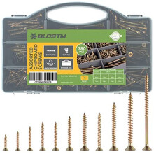 BLOSTM 780PC Wood Screws Assortment - Large Zinc Plated Screw Set, Extra Strong Assorted Screws For Wood Fences, Doors, Floorboard Etc. - Includes