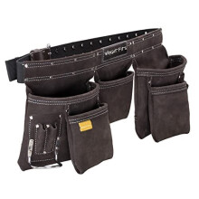 WrightFits Leather Apron Tool Belt, Heavy Duty Tool Pouch with Multi Pockets, Professional Work Pouch for Electricians, Carpenters, Adjustable Waist