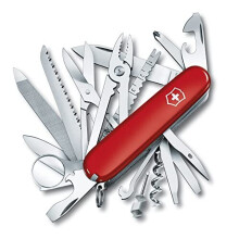 Victorinox Swiss Champ Swiss Army Pocket Knife, Medium, Multi Tool, 33 Functions, Blade, Scissors, Red