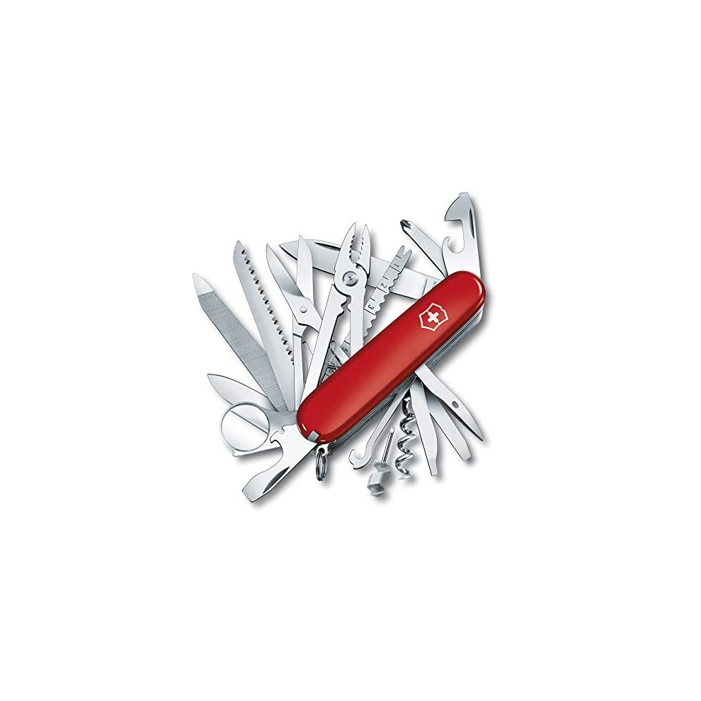 Victorinox Swiss Champ Swiss Army Pocket Knife, Medium, Multi Tool, 33 Functions, Blade, Scissors, Red