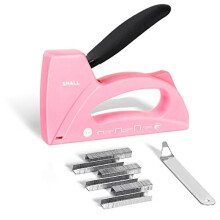 SHALL Light Duty Staple Gun for Wood - Pink Upholstery Staple Gun with 1600pcs JT21 Staples 1/4, 5/16, 3/8 inch and Staple Remover - Women Staple Gun