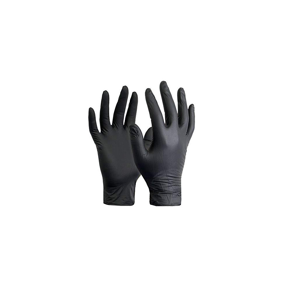 Large 100 Black Nitrile Powder Free Medical Tattoo Mechanic Rubber Gloves