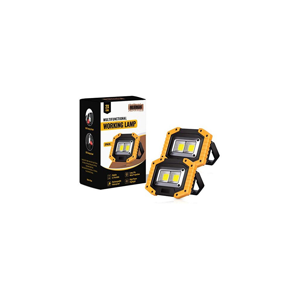 Hybrid Minds | 2 Pack | Work Lights Portable Rechargeable, Flood Lights Outdoor, Rechargeable Work Light, Loft Light, Led Work Light, Garage Light 633710377737