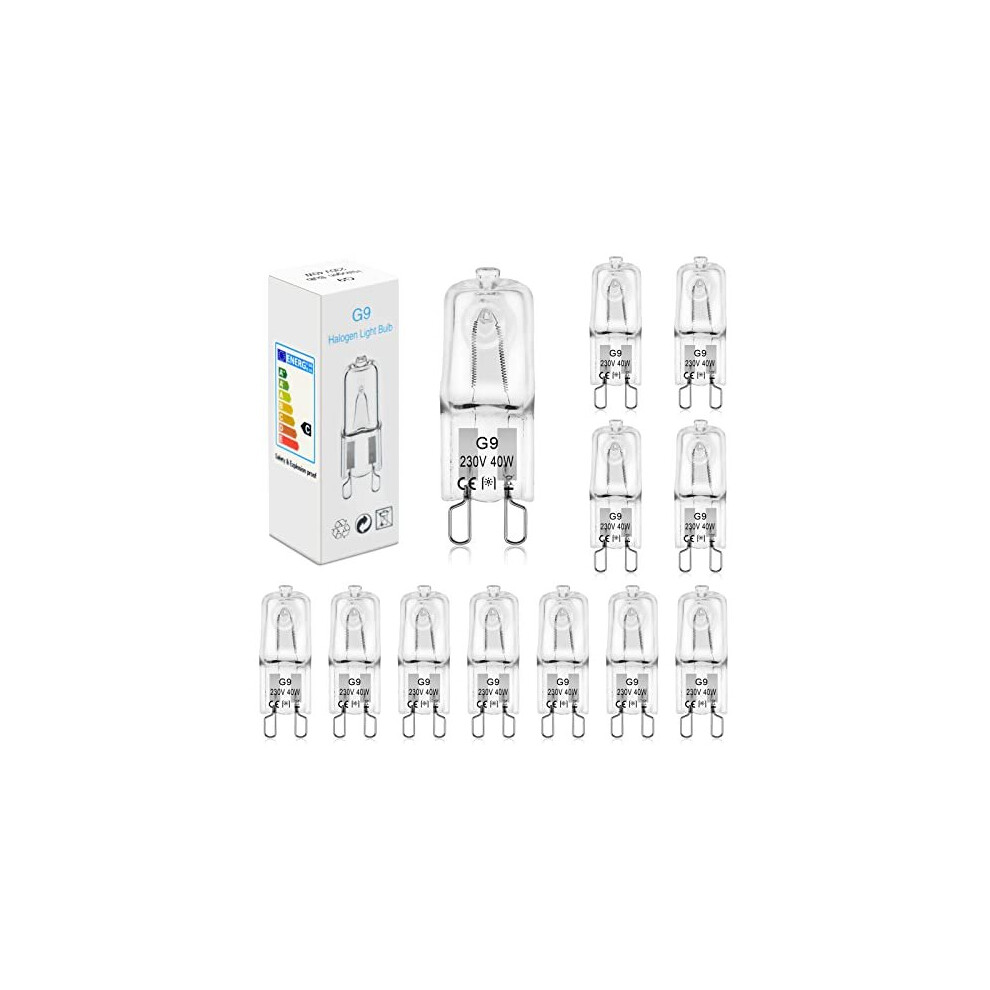 BROTOU G9 Halogen Bulbs, 40W 230V 300LM 2800K Warm White Capsule Bulbs for Oven, Cooker Hood, Dimmable, 12 Pack-image-OPC-PB7RQST-NEW