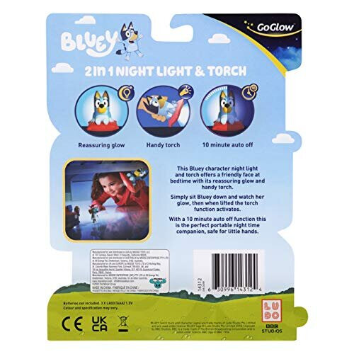 Bluey Bluey 2 in 1 Bedtime Night Light and Handy Flashlight - LED Night Light with Auto-Off Timer, Multicolor, 14312 1
