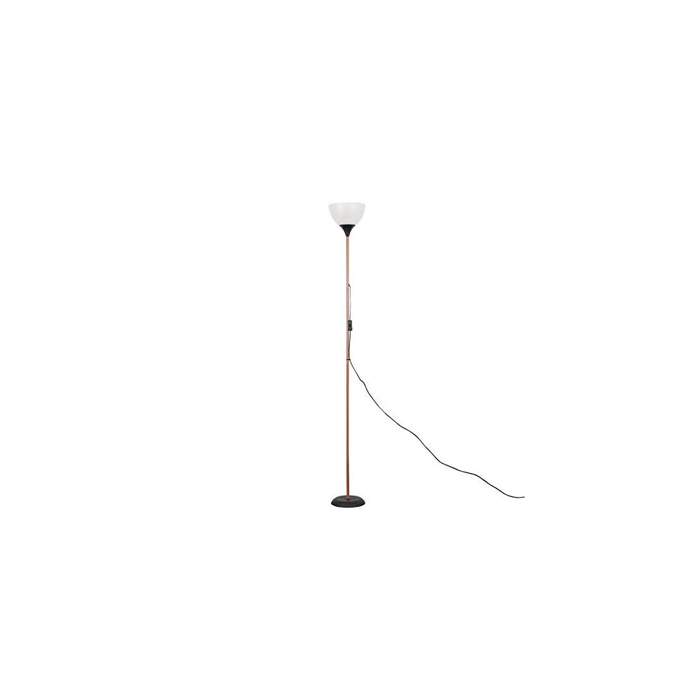 Modern Copper & Black Uplighter Floor Lamp with a White Shade - Complete with a 6w LED GLS Bulb [3000K Warm White]