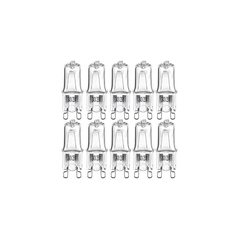 Foxnsk 10 Pack Wax Burner Bulbs G9 Halogen Bulbs 25W 220-240V 3500K Dimmable Bulb For Wax Melt Lamp Replacement Light