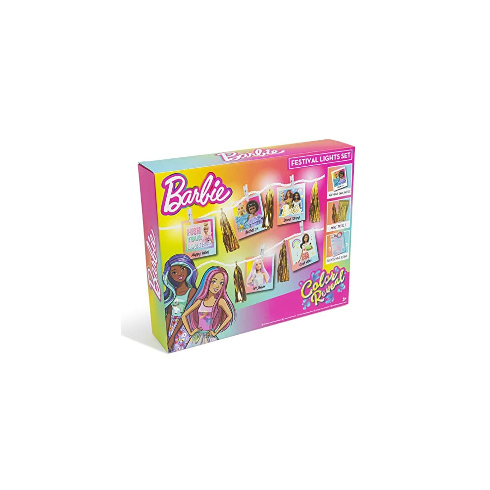 Barbie Festival Lights Set â Barbie Colour Reveal Night Light Set Contains Fairy Lights with Pegs for Pictures, Stickers and Tassels â Barbie