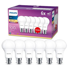 Philips LED B22 Frosted 6 Pack Light Bulbs - 13 W (100 W) [Warm White] EyeComfort Non Dimmable for Indoor Home Lighting