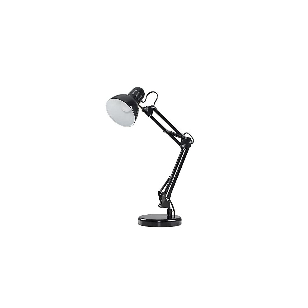 Retro Designer Style Adjustable Black Metal Bedside Desk Table Lamp - Complete with a 4w LED Golfball Bulb [3000K Warm White]