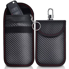 Faraday Pouch for Car Keys, 2 Pack RFID Car Key Signal Blocking Pouches with Hook and Key Ring, Anti-Theft Remote Entry Keyless Car Keys Faraday