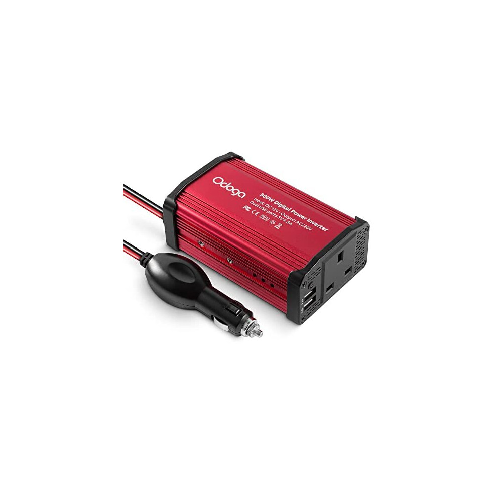 Odoga 300W Car Power Inverter 12V To 240V / 230V Converter, Dual Usb 4.8A Charging Ports - Charge Your Laptop, Ipad, Iphone, Tablet, Consoles & More - 842167110266
