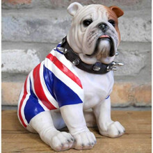 Animal Crackers Sitting British Bulldog in Union Jack coat ornament, fabulous Dog lover gift