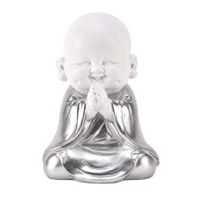Widdop HESTIA Baby Buddha Silver and White Buddha Child Zen Gift Ornament Hands Together HE1676